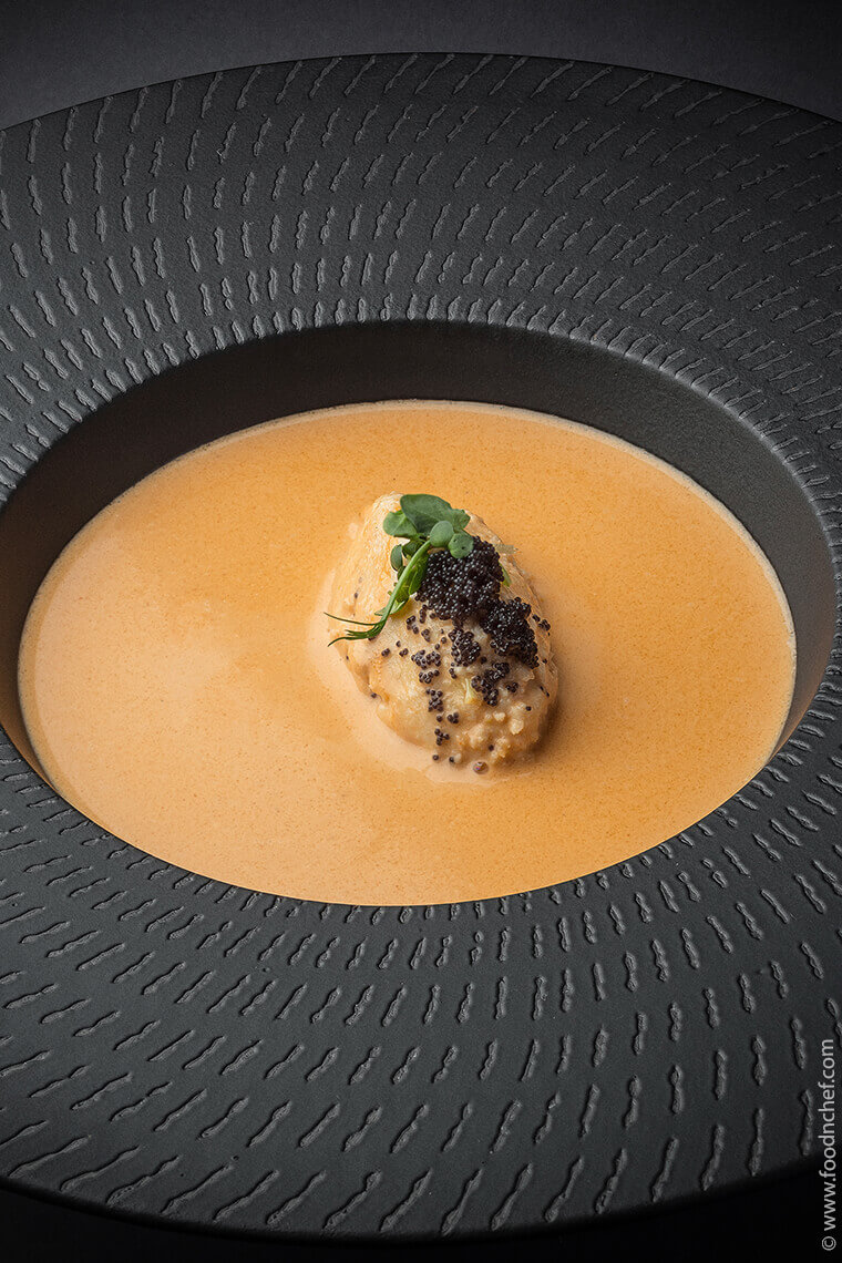 Cream Soup Bisque from Crayfish with Pike Cutlets