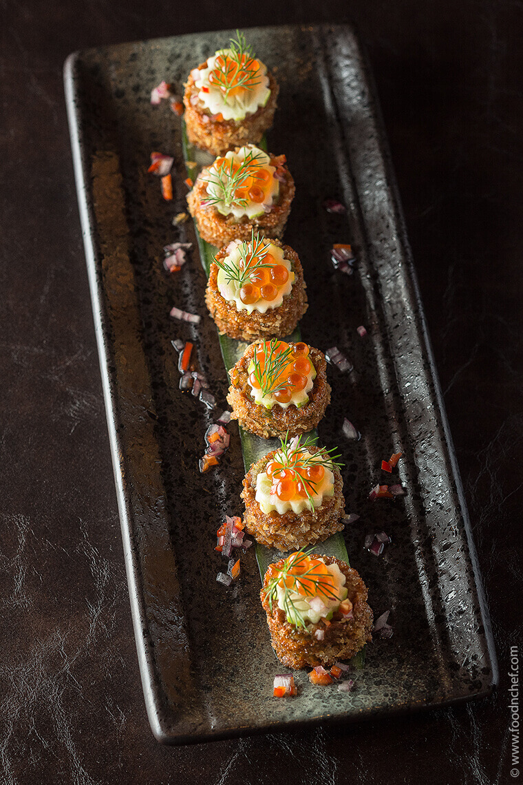 the fish pie is clearly different from the traditional, but just a salmon caviar and cucumber salad make it attractive.